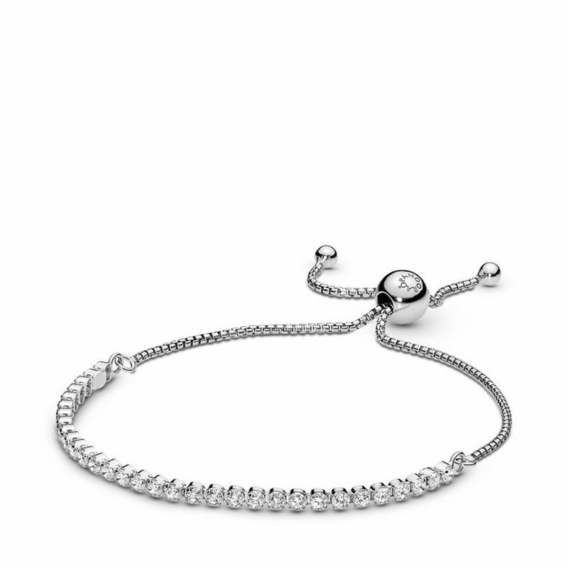 Pandora Sparkling Slider Tennis Bracelet Ireland - Sterling Silver/Silicone/Cubic Zirconia - 291708H